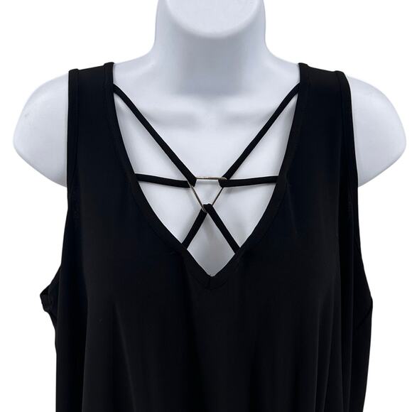 Urban Episode Tank Top Black Womens 1X Sleeveless Pullover Criss Cross Strappy - Picture 2 of 7